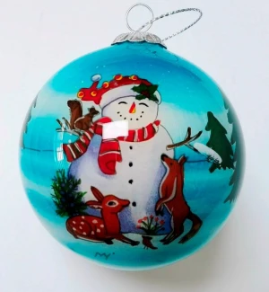 Reverse inside hand painted Christmas tree ornaments, Christmas ball ornaments