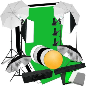 Photo Studio Softbox White Black Green Screen Backdrop Light Stand Umbrella Lighting Kit
