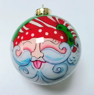 Reverse inside painted Christmas ornament,hand painted Christmas tree ornament
