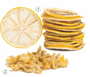 dehydrated lemon with skin sliced or cube cuts