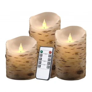 Home decoration set of 3 flickering moving wick flameless led electronic decorative party candle light