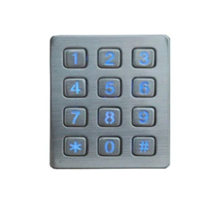 3x4 layout stainless steel led backlit keypad