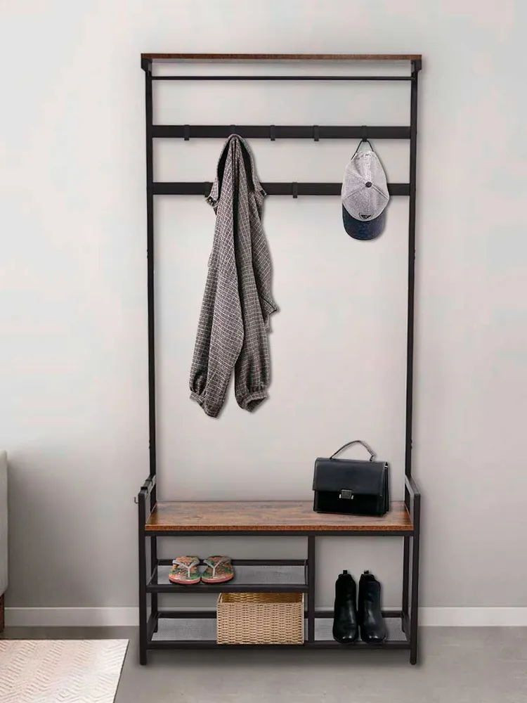 Buy Coat Rack Shoe Bench, Hall Tree Entryway Bench With Storage, Wood ...