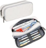 Pencil Case Large Capacity Pencil Pouch Soft Quilted Pen Bag Office Stationery Organizer Sturdy Pencil Bag for Men Wome
