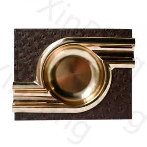 A006 Cigar Customize Ashtrays Leather Metal Ash tray