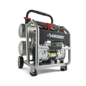 Husky Portable Air Compressor 1.3 hp 4.5 Gal. Double Steel Tank Electric-Powered