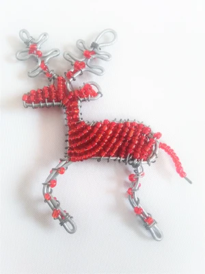Wire Beaded Christmas Reindeer