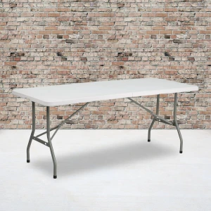 6-Foot Bi-Fold White Plastic Folding Table