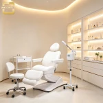 White Electric Split‑Leg Beauty Treatment Chair PU Leather Reclining Facial Bed For Aesthetic Clinic Spa Salon