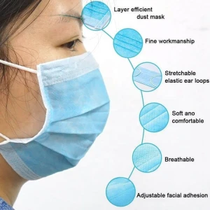 Hot sale 3 ply Disposable Face Mask Blue Face Mask CE and FDA Certification