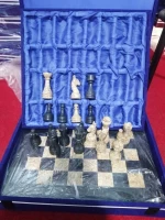 15 Inch Premium Quality Marble Chess Set with Metallic Figures