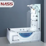 1 Person Whirlpool Square Acrylic Freestanding Massage Bathtub With Handrail Indoor
