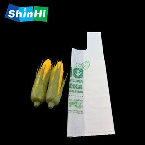 100 corn starch biodegradable plastic shopping vest carrier bag