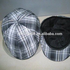 100% Cotton plaid ivy cap with satin lining