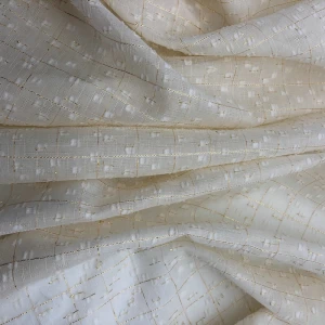 100% Polyester Metallic White Gold Brocade Jacquard Fabric for Garment