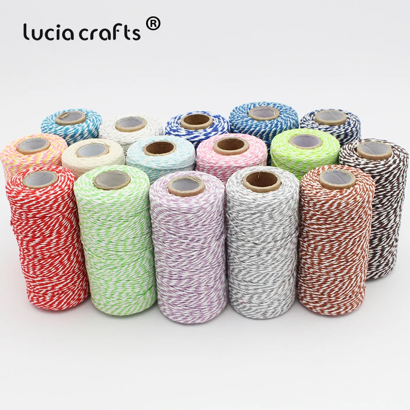 100m/roll 1.5mm String Cord Ribbon Gift Wrapping Packaging Cotton Bakers Rope Twine Stripe Line W0212