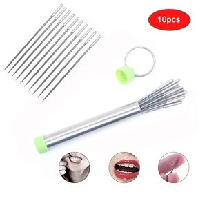 10Pcs/Set Food Grade Outdoor Stainless Steel Metal Titanium Toothpick Reusable Food Fruit Fork with Case for Travel Camping