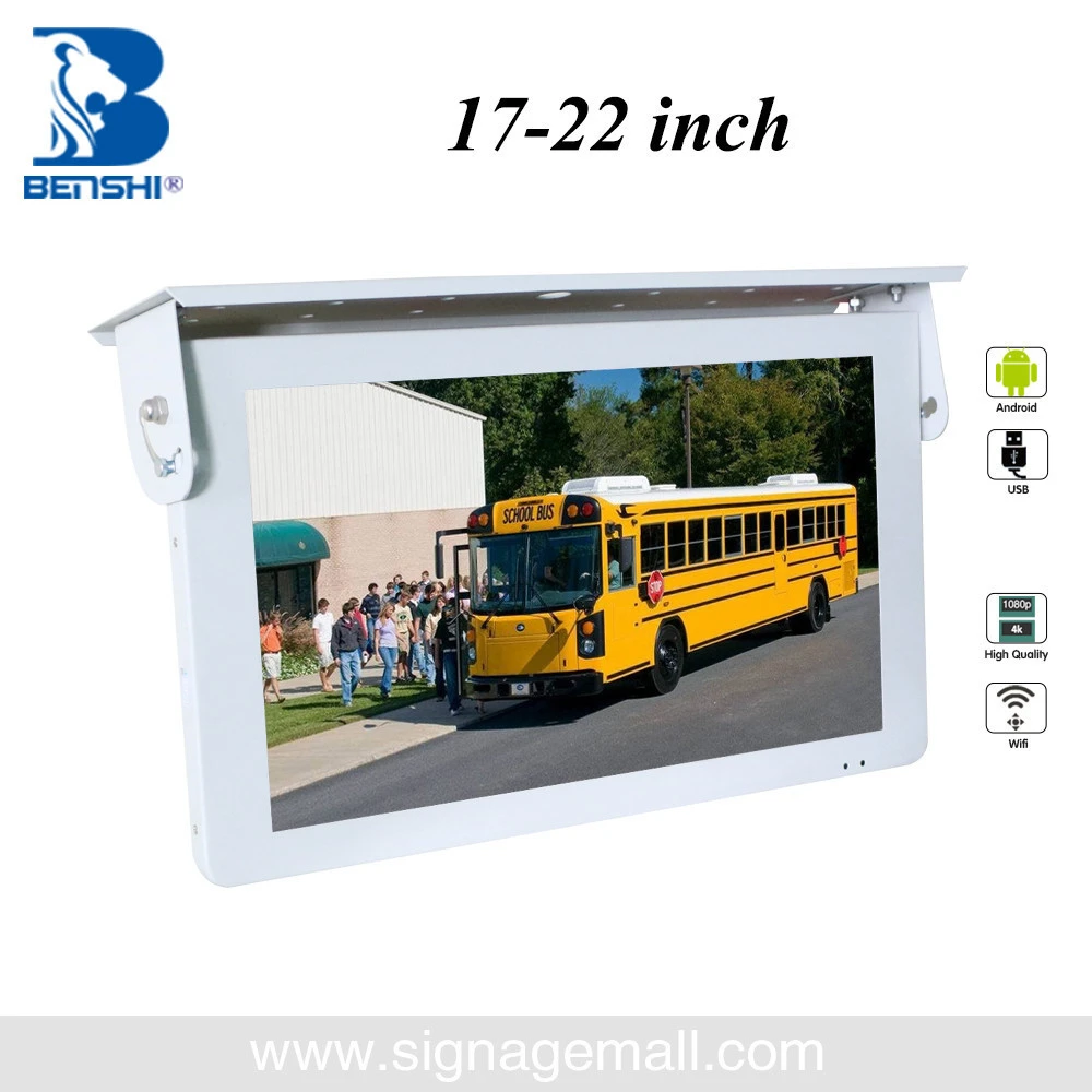 15 Inch Hd Bus Lcd Video Advertising Monitor DVD Player TV Touch Screen ROOF Built-in Gps Radio Tuner 16:9