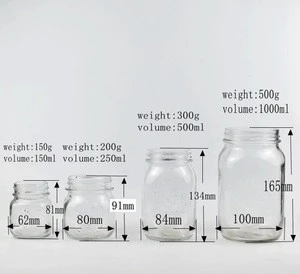 150ml 250ml 500ml 1000ml fermenting frutta del prato glass mason jar with metal lid cheap factory price