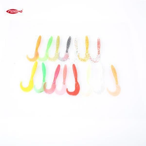 15pcs/bag 5.5cm 1g Hot-sale soft  colorful worm twisted tail fishing lure