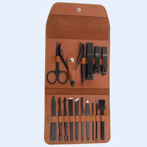 16 pcs PU Leather Package Manicure and Pedicure Set Nail Clipper Tools