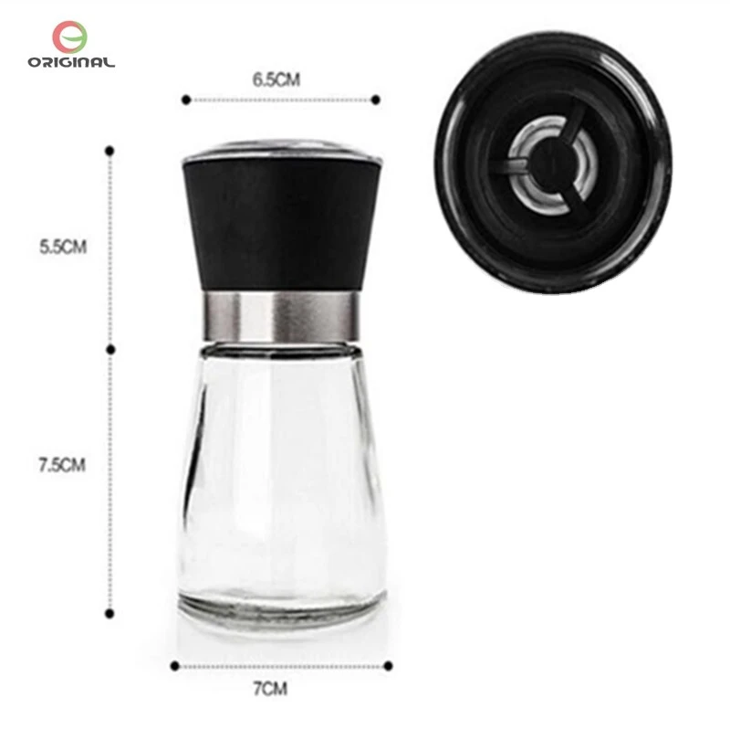 160ml pepper mill glass bottle with ceramic salt and pepper grinder