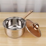 16cm Stainless Steel Cooking Single Handle Milk Pot Serving Pots Set with Lid