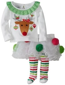 2015 New Retail Cute Deer Babys Christmas Clothes Long-Sleeve Girls Clothing Sets Kids Good Quality Suits outfit top+pant