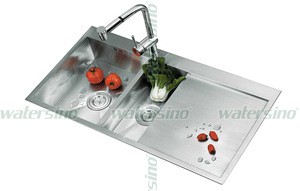 2017 Kitchenware with drainer heat handmade stainless steel kitchen sink