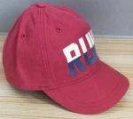 2018 fashionable red brushed cotton custom flocking print kids children baseball hat