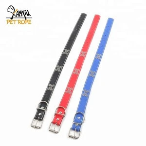 2018 new dog collar leather with diamond alloy beads wholesale retractable and customizable