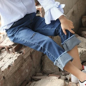 2019 new arrival kids jeans fashion design girls jeans for 4-10 years old kids jeans pant