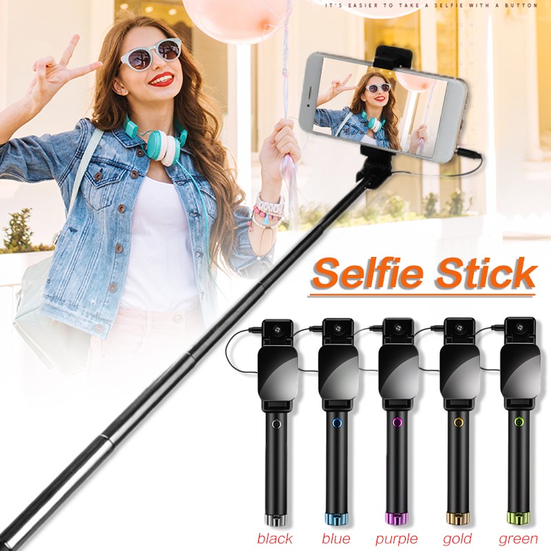 2019 Universal Mini Self Stick Monopod Tripod Wired Foldable Selfie Stick Built-in Shutter Stick For Iphone for Samsung