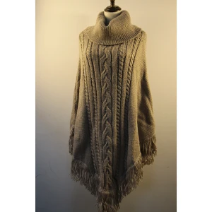 2020 new design autumn winter oversize knit poncho scarf shawl with fringe fashion women scarf poncho
