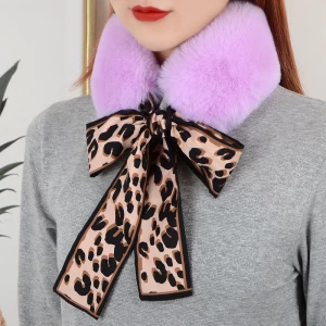 2020 New Fashion Scarf Women Thick And Velvet Winter Warm Scarf Cute Ribbon Imitation Rabbit Fur Women Scarf