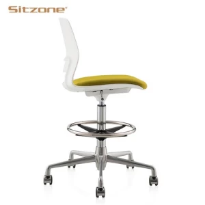 2021 Best Selling White Plastic Lift Adjustable Stool Chairs Fabric Executive Swivel Home Office Chairs