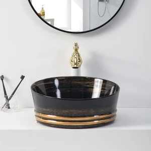 2021 Fancy antiqu new design brown art sink bowl countertop bathroom washbasin vessel sink hand wash basin