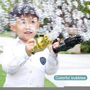 2021 new portable toy blower bubble maker for outdoor activity Automatic bubble machine  gatling bubble gun