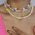 2021 Trendy Bohemian Bead Necklace Daisy Flower Choker Necklace for Women
