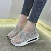 2024 female summer lace mesh gauze white shoes casual high heels inside heightening shoes