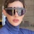 Import 2024 Newest One Piece Sun Glasses Vintage White Shades Lady Oculos Sol Fashionable Oversized Sunglasses For Women from China