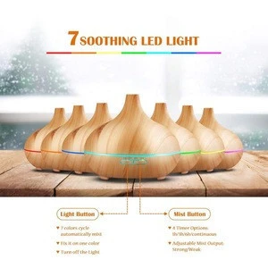 235ml Essential Oil Diffuser, Wood Grain Ultrasonic Aroma Cool Mist Humidifier for Office Home Bedroom Baby Room Study Yoga Spa