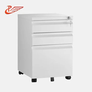 3-Drawer Mobile File Cabinet with Keys, Fully Assembled Except Casters white