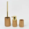 3 Pieces Rubber Wood Round Cylinder Shape Bathroom Accessories