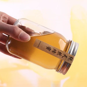 300ml 380ml 730ml cylinder transparent High White Glass Honey Jar with metal lids