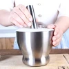 304 Stainless steel mortar and pestle china supplier herb tools grinder manufacturer herb crusher home cookware