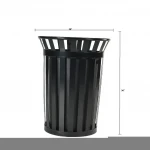 36# Gallon Black Outdoor Without Door Outdoor Dustbin Garden Rubbish Waste Bin Circular Waste Receptacle Metal Waste Receptacle