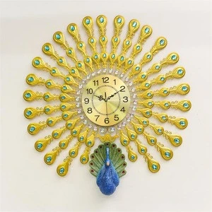 3D Modern Beautiful Painting Peacock Wall Clock Wholesale