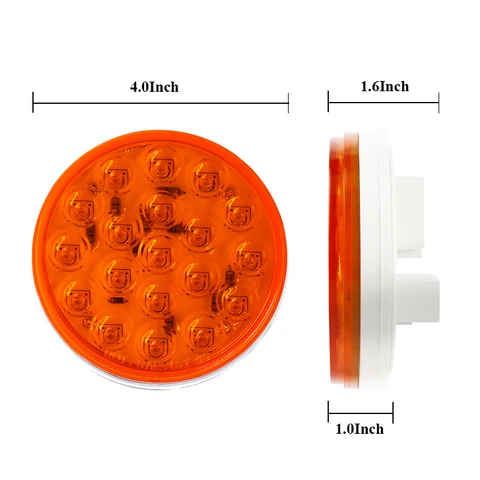 48 LED Round Red/Amber Truck Marker Light - Double Face, Stop/Turn/Tail, 12-24V