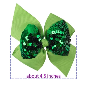 4.5&quot; Grosgrain Ribbon Bow With Alligator Clips Hair Clips Reversible Sequins Bows Hairpins Girls Head Wear Hair Accessories
